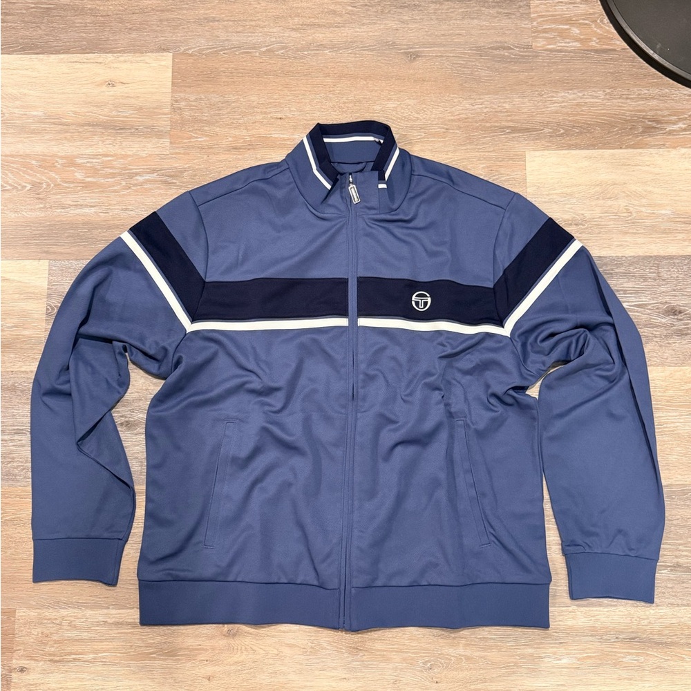 Sergio Tacchini Navy and White Track Jacket